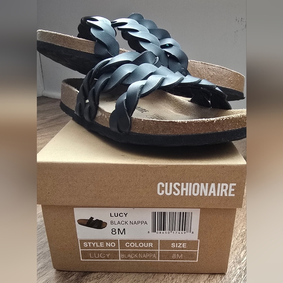 Women's Cushionaire Lucy Cork Footbed Sandal, Size 8, Black Nappa Color - Picture 6 of 6